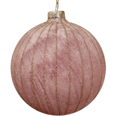 Ρόζ Γυάλινη Χριστουγεννιάτικη Μπάλα 10cm,Σέτ/4
