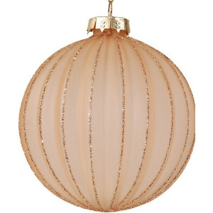 Ρόζ Γυάλινη Χριστουγεννιάτικη Μπάλα 8cm,Σέτ/6