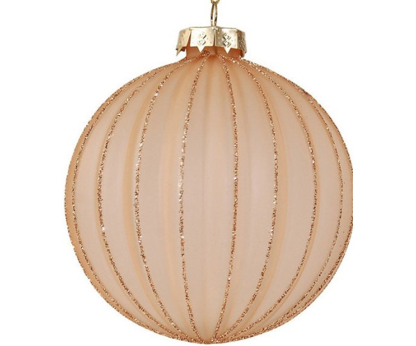 Ρόζ Γυάλινη Χριστουγεννιάτικη Μπάλα 8cm,Σέτ/6