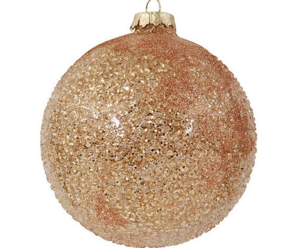 Καφέ Γυάλινη Χριστουγεννιάτικη Μπάλα 10cm,Σέτ/4