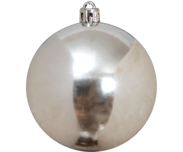 Ασημί Ημιμάτ Χριστουγεννιάτικη Μπάλα 8cm,Σέτ/6