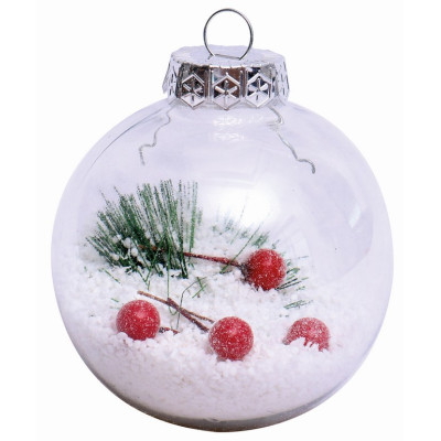 Διάφανη Πλαστική Χριστουγεννιάτικη Μπάλα 10cm,Σέτ/2