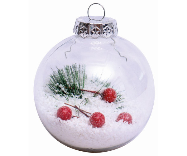 Διάφανη Πλαστική Χριστουγεννιάτικη Μπάλα 10cm,Σέτ/2