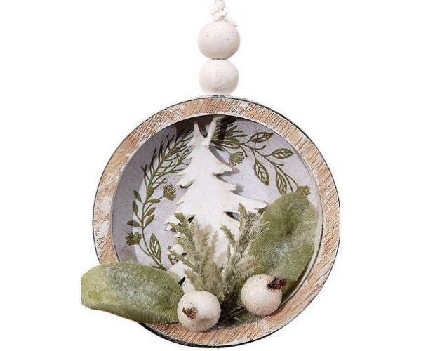 Ξύλινη Χριστουγεννιάτικη Μπάλα 3 x 7 x 9(h)cm