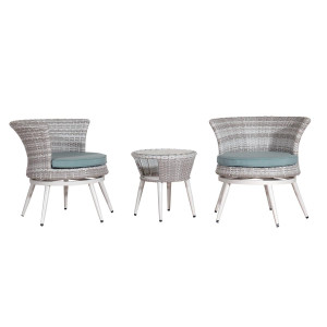 APHRODITE Rattan Καθιστικό Σέτ 3 Τεμαχίων Με Αλουμίνιο Σκελετό Και Περιστρεφόμενες Πολυθρόνες