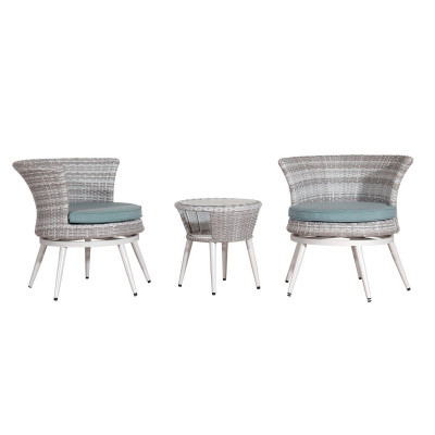 APHRODITE Rattan Καθιστικό Σέτ 3 Τεμαχίων Με Αλουμίνιο Σκελετό Και Περιστρεφόμενες Πολυθρόνες