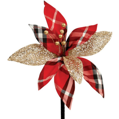 Πάνινο Χριστουγεννιάτικο Διακοσμητικό Λουλούδι 25cm