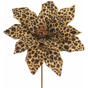 Καφέ Χριστουγεννιάτικο Διακοσμητικό Λουλούδι 29cm