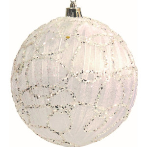 Λευκή Πλαστική Χριστουγεννιάτικη Μπάλα 8cm,Σέτ/3
