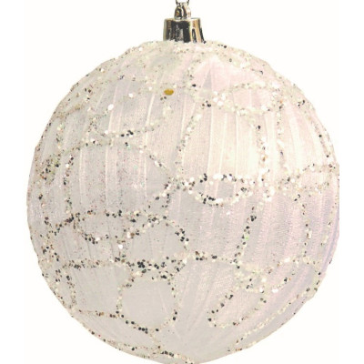 Λευκή Πλαστική Χριστουγεννιάτικη Μπάλα 10cm,Σέτ/3