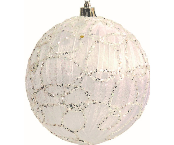 Λευκή Πλαστική Χριστουγεννιάτικη Μπάλα 10cm,Σέτ/3