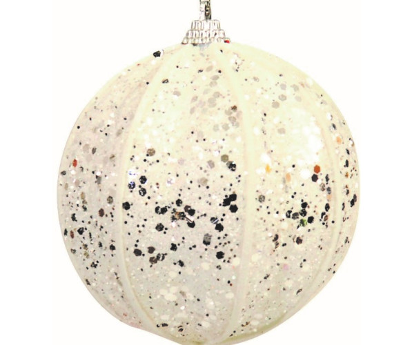 Λευκή Πλαστική Χριστουγεννιάτικη Μπάλα 8cm,Σέτ/3