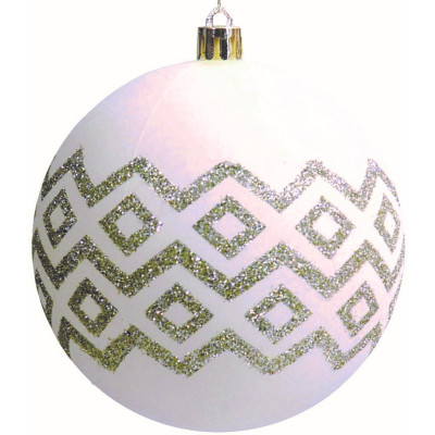 Λευκή Πλαστική Χριστουγεννιάτικη Μπάλα 10cm,Σέτ/4