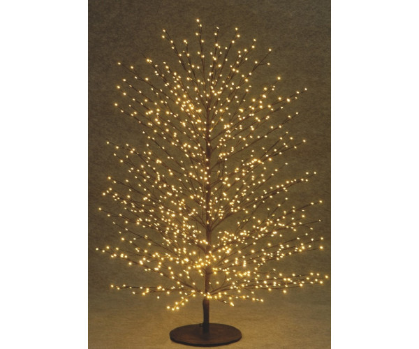 Μάυρο Φωτιζόμενο Δέντρο Με 2000 Led Copper Φωτάκια Θερμού Φωτισμού ,Μετασχηματιστή ip44 Και Dimmer 180(h)cm