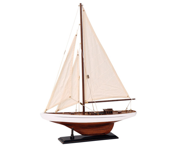 Ξύλινο Παραδοσιακό Καράβι 42 x 8 x 56(h)cm,Χρώμα Λευκό - Μπλέ