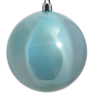 Μπλέ Πλαστική Γυαλιστερή Χριστουγεννιάτικη Μπάλα 10cm,Σέτ/4