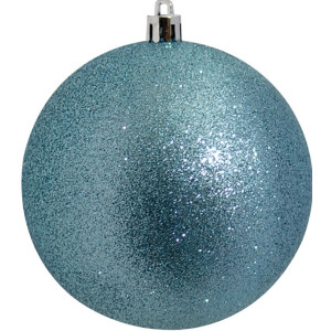 Μπλέ Πλαστική Χριστουγεννιάτικη Μπάλα Με Γκλίτερ 8cm ,Σέτ/6