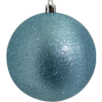 Μπλέ Πλαστική Χριστουγεννιάτικη Μπάλα Με Γκλίτερ 8cm ,Σέτ/6