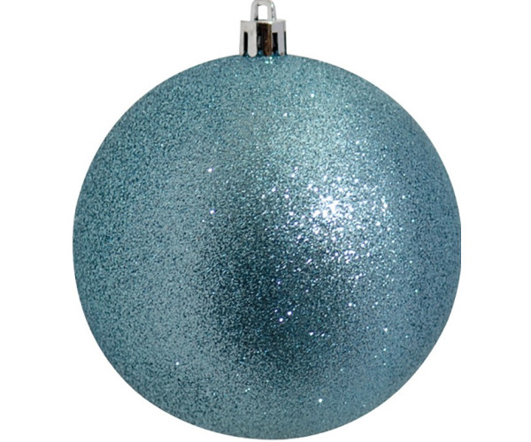 Μπλέ Πλαστική Χριστουγεννιάτικη Μπάλα Με Γκλίτερ 8cm ,Σέτ/6