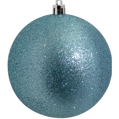 Μπλέ Πλαστική Χριστουγεννιάτικη Μπάλα Με Γκλίτερ 10cm ,Σέτ/4
