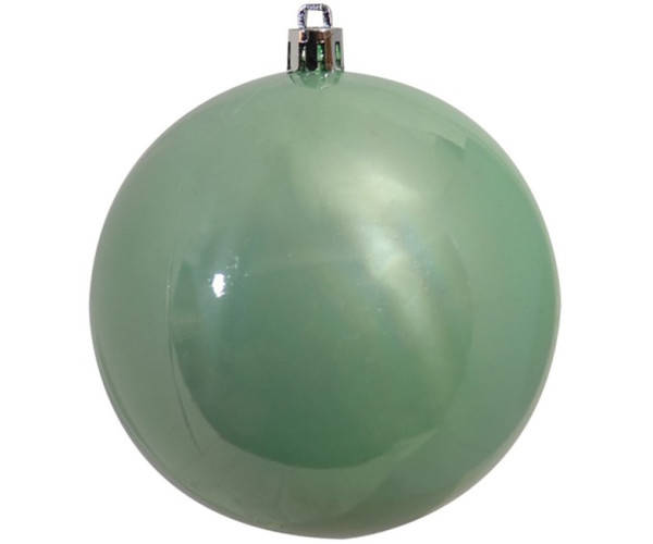 Πράσινη Γυαλιστερή Πλαστική Χριστουγεννιάτικη Μπάλα 8cm ,Σέτ/6