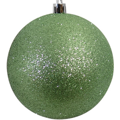 Πράσινη Πλαστική Χριστουγεννιάτικη Μπάλα Με Γκλίτερ 8cm ,Σέτ/6