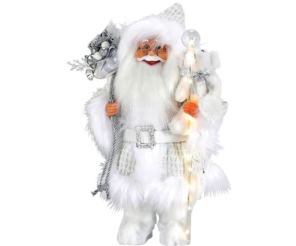 Διακοσμητικός Άγιος Βασίλης Με Φωτιζόμενο Μπαστούνι Μπαταρίας 40cm