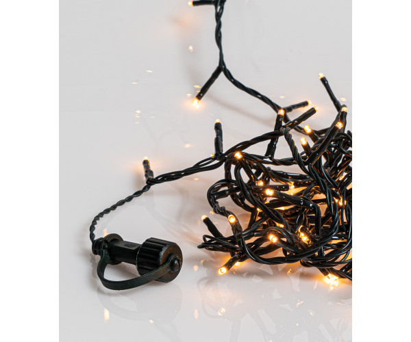 500Led Λαμπάκια Με Επέκταση Και Μετασχηματιστή Ip44 ,Πράσινο Καλώδιο/Θερμό (Amber) Λαμπάκι , (5cm Απόσταση) 25 Μέτρα , Με Καρούλι Αποθήκευσης (Kelvin: 2.100 - 2.300)