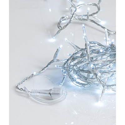 100Led Λαμπάκια Με Επέκταση,Πρόγραμμα Και Μετασχηματιστή Ip44 ,Διάφανο Καλώδιο/Λευκό Λαμπάκι , (5 cm Απόσταση) 5 Μέτρα (Kelvin: 6.000 - 10.000)