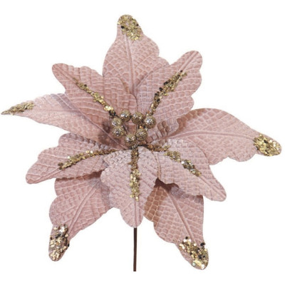 Ρόζ Χριστουγεννιάτικο Διακοσμητικό Λουλούδι 33cm