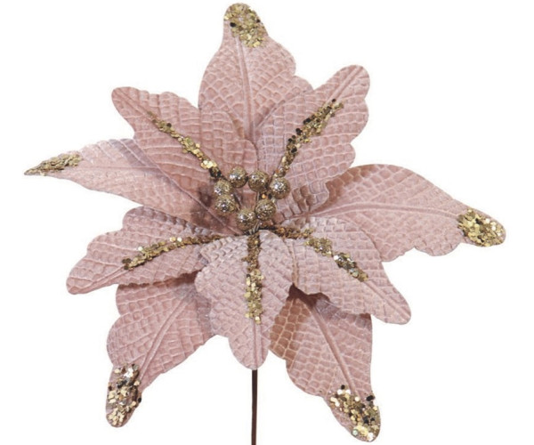 Ρόζ Χριστουγεννιάτικο Διακοσμητικό Λουλούδι 33cm