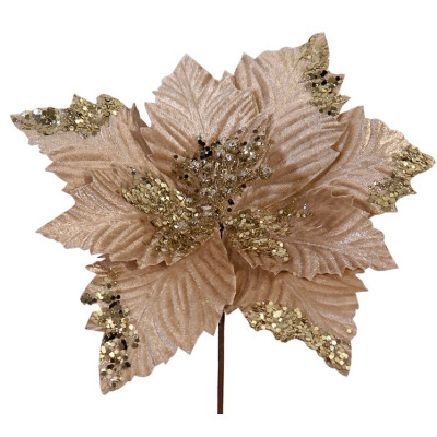 Χρυσό Χριστουγεννιάτικο Διακοσμητικό Λουλούδι 29cm