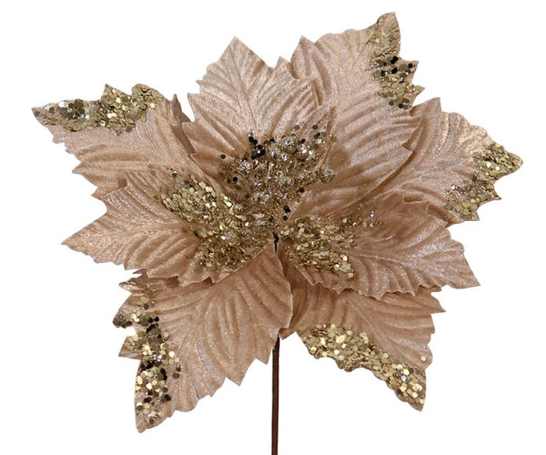 Χρυσό Χριστουγεννιάτικο Διακοσμητικό Λουλούδι 29cm