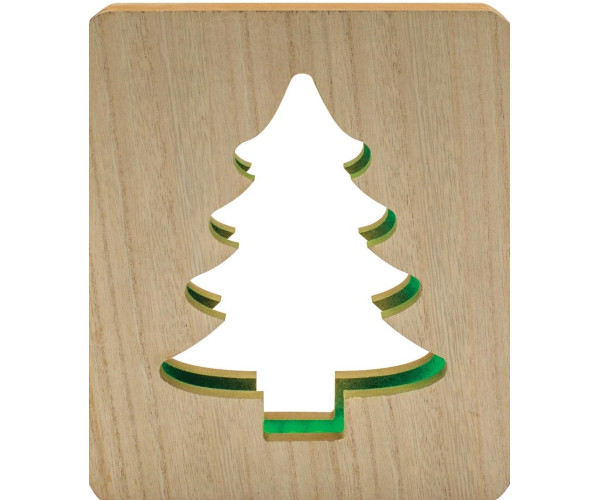 Ξύλινο Διακοσμητικό Με Led Θερμό Φωτισμό Με Usb Μετασχηματιστή,19 x 19(Η) x 3cm