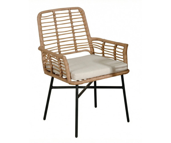 Μεταλλική Πολυθρόνα Με Συνθετικό Rattan Και Μαξιλάρι