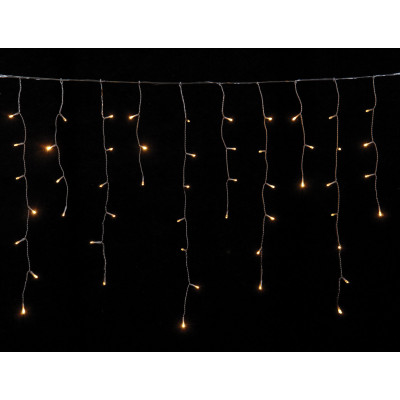 100Led Ασύμμετρη Κουρτίνα Επεκτεινόμενη All Flash Με  Μετασχηματιστή ip44 200 x 70(h)cm,Διάφανο Καλώδιο/Θερμό Λαμπάκι , (Kelvin: 2500 - 3.000)