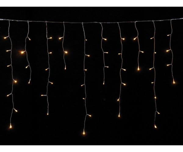 100Led Ασύμμετρη Κουρτίνα Επεκτεινόμενη All Flash Με  Μετασχηματιστή ip44 200 x 70(h)cm,Διάφανο Καλώδιο/Θερμό Λαμπάκι , (Kelvin: 2500 - 3.000)