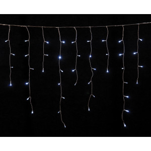 100Led Ασύμμετρη Κουρτίνα Επεκτεινόμενη All Flash Με Μετασχηματιστή 200 x 70(h)cm,Διάφανο Καλώδιο/Λευκό Λαμπάκι , (Kelvin: 6.000 - 10.000)