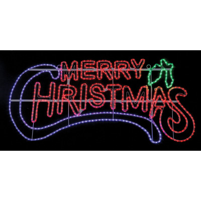 Led Φωτιζόμενο Σχέδιο Με Φωτοσωλήνα Merry Christmas 150 x 70 ,ip44