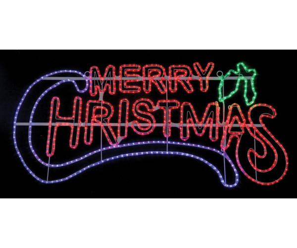Led Φωτιζόμενο Σχέδιο Με Φωτοσωλήνα Merry Christmas 150 x 70 ,ip44