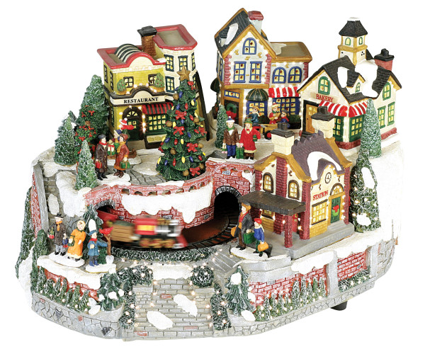 Χριστουγεννιάτικο Διακοσμητικό Όπτικαλ Χωριό Μουσικής Και Κίνησης 4,5V ,35 x 26,5 x 23(Η)cm