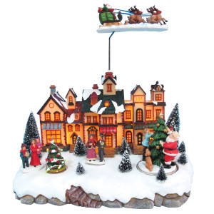 Χριστουγεννιάτικο Διακοσμητικό Όπτικαλ Χωριό Μουσικής Και Κίνησης 4,5V ,33,5 x 24 x 30,5(Η)cm