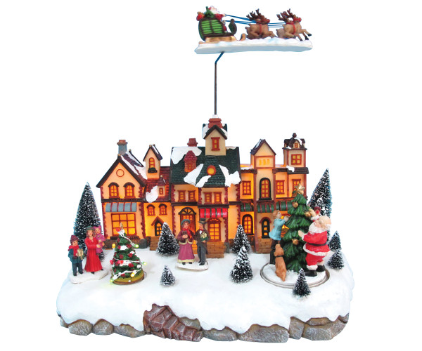 Χριστουγεννιάτικο Διακοσμητικό Όπτικαλ Χωριό Μουσικής Και Κίνησης 4,5V ,33,5 x 24 x 30,5(Η)cm