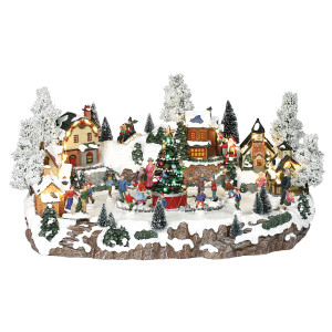 Χριστουγεννιάτικο Διακοσμητικό Όπτικαλ Χωριό Μουσικής Και Κίνησης 4,5V ,49 x 37 x 26(Η)cm