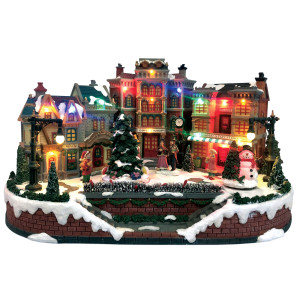 Χριστουγεννιάτικο Διακοσμητικό Όπτικαλ Χωριό Μουσικής Και Κίνησης 4,5V ,39,5 x 24 x 23(Η)cm