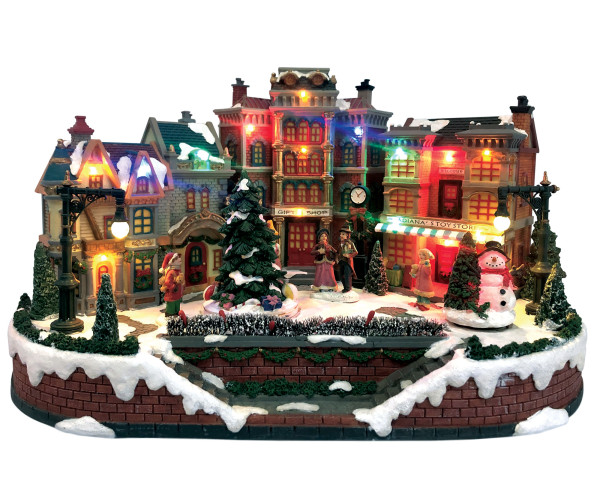 Χριστουγεννιάτικο Διακοσμητικό Όπτικαλ Χωριό Μουσικής Και Κίνησης 4,5V ,39,5 x 24 x 23(Η)cm