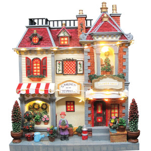 Χριστουγεννιάτικο Διακοσμητικό Όπτικαλ Σπίτι Μουσικής Μπαταρίας , 19,5 x 8,5 x 23(H)cm