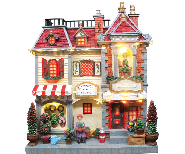 Χριστουγεννιάτικο Διακοσμητικό Όπτικαλ Σπίτι Μουσικής Μπαταρίας , 19,5 x 8,5 x 23(H)cm