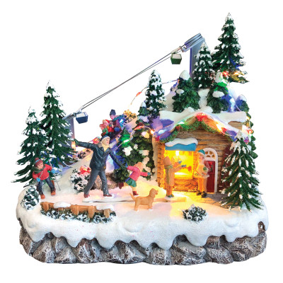 Χριστουγεννιάτικο Διακοσμητικό Όπτικαλ Χωριό Μουσικής Και Κίνησης Μπαταρίας ,23,5 x 15,7 x 14,5(H)cm
