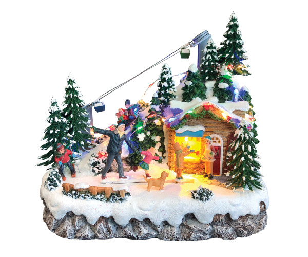 Χριστουγεννιάτικο Διακοσμητικό Όπτικαλ Χωριό Μουσικής Και Κίνησης Μπαταρίας ,23,5 x 15,7 x 14,5(H)cm